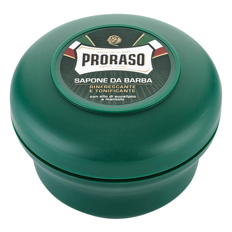 Proraso Barbersæbe i Grøn Skål - Eucalyptus Olie & Menthol (150 ml)