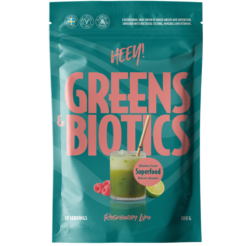 Heey! Greens & Biotics + Probiotics Raspberry Lime (300 g)