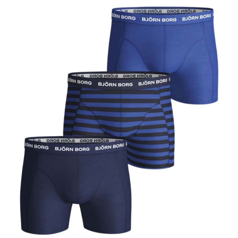 Björn Borg 3-Pack Boxershorts (Blå/Stribet/Mørkeblå)-Small