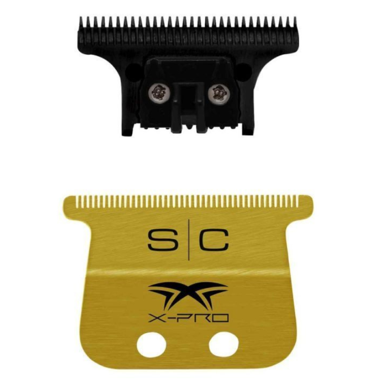 StyleCraft Replacement Fixed Gold Titanium X-Pro Wide Hair Trimmer Blade with The One (1 Sæt)