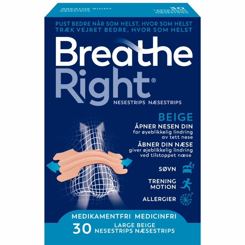 Breathe Right Næsestrips Beige Large (30 stk)