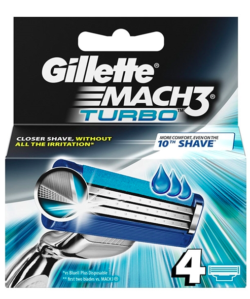 Gillette MACH3 Turbo Barberblader (4-pakning)