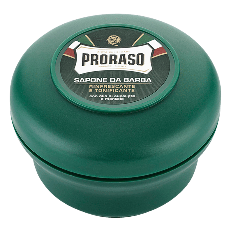 Proraso Barbersæbe i Grøn Skål - Eucalyptus Olie & Menthol 150 ml