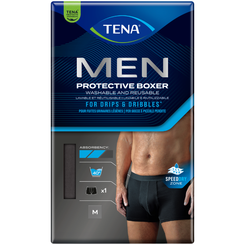 TENA Men Inkontinens Boksershorts Sort Str. M (1 stk)