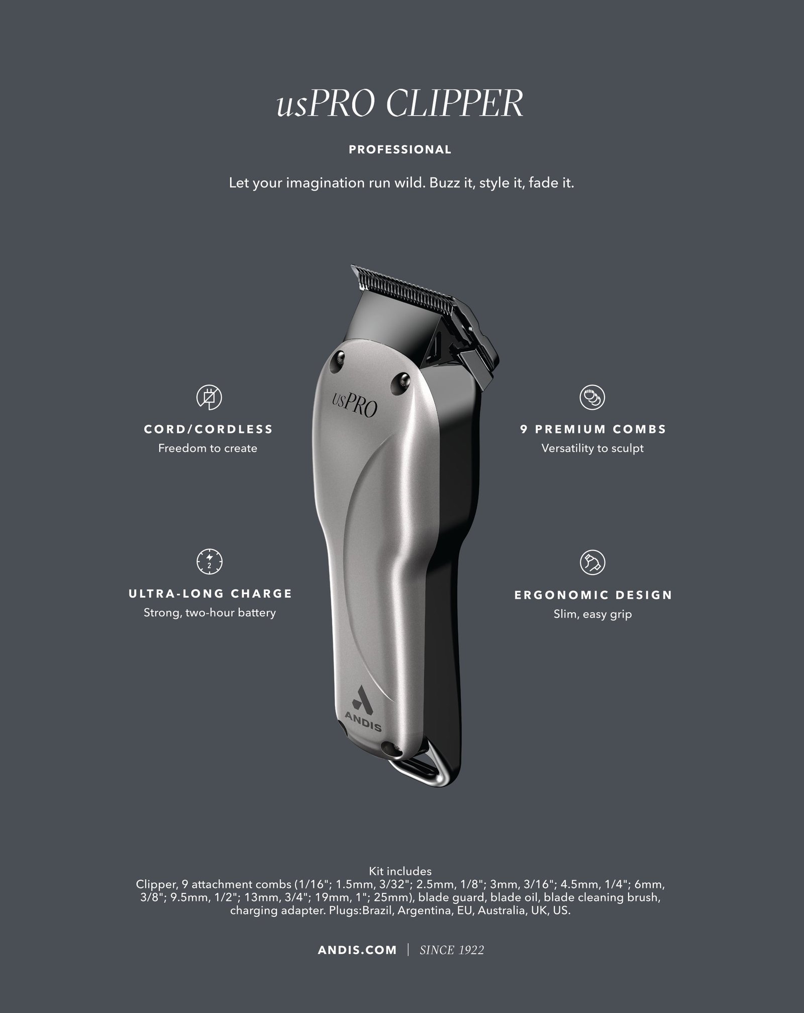 Køb Andis Cordless USPro™ Hårtrimmer hos Made4Men I 999,00,-